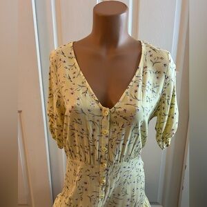 H&M Yellow Floral Maxi Dress Size 6 Like New